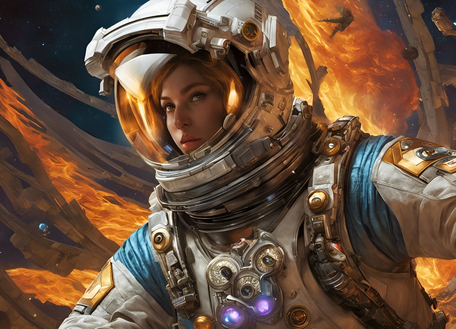 Phoenix Force in Spacesuit: Hyperrealistic Concept Art