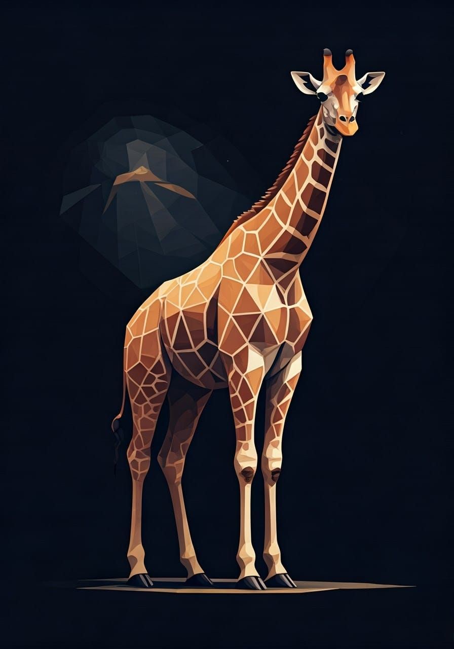 Geometric Giraffe in Cubist Vector Art Style