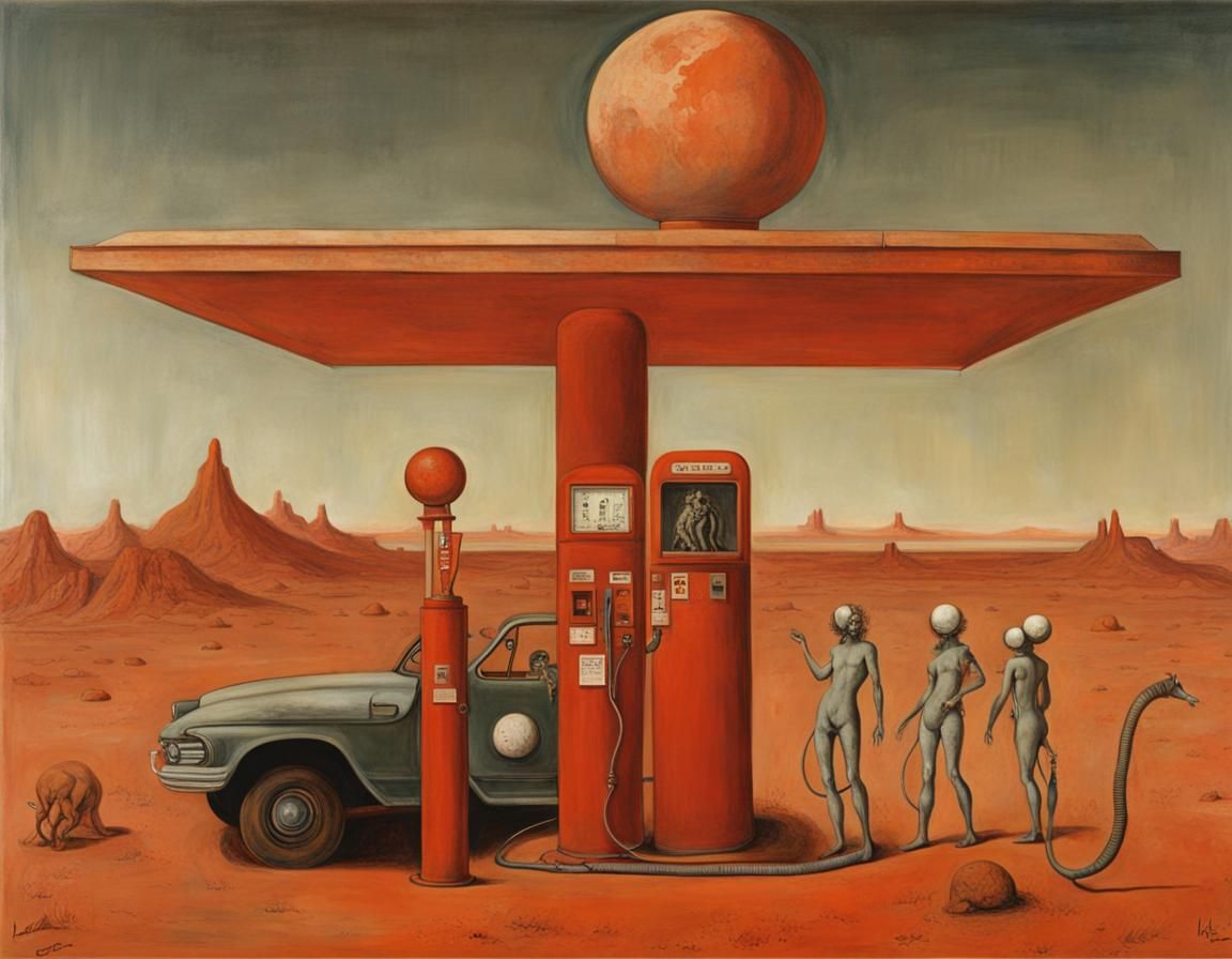 Surreal Gas Station on Mars