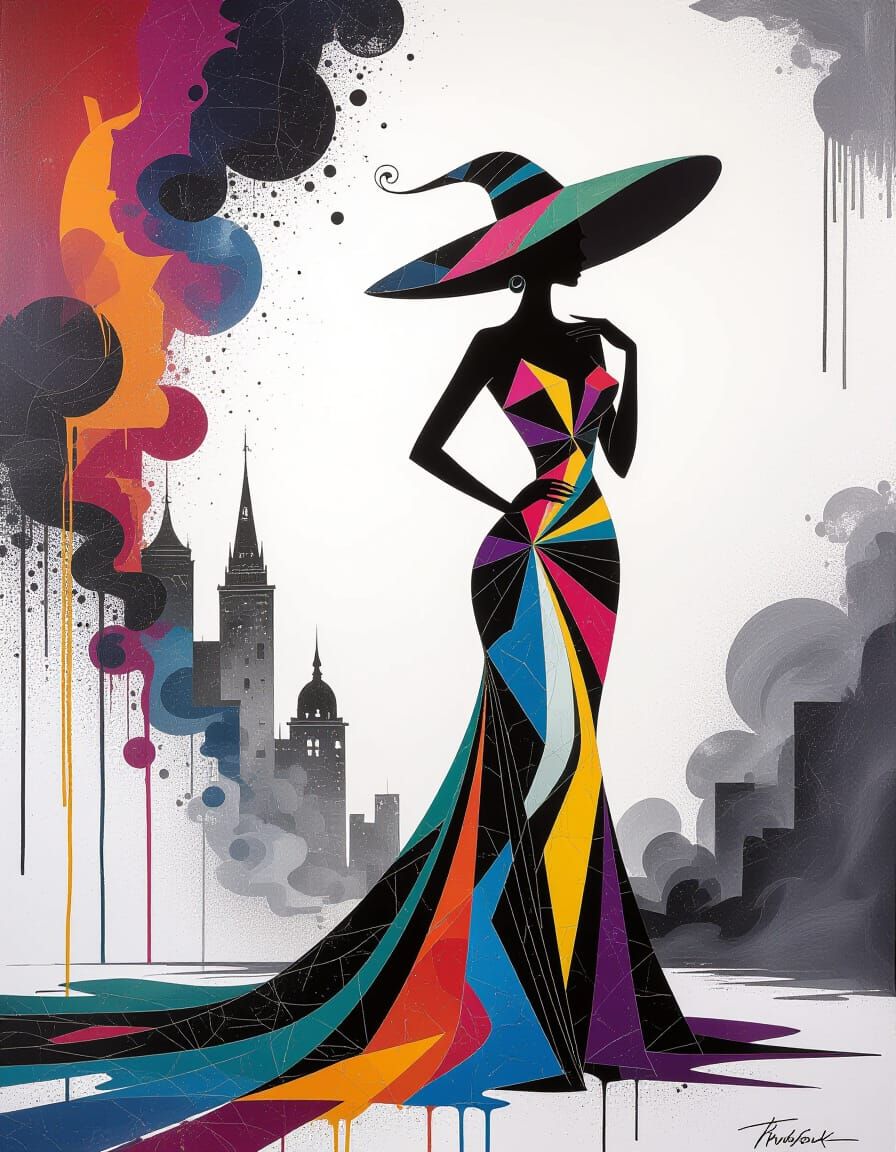 Art Brut Splatterpunk: Woman in Art Deco Gown