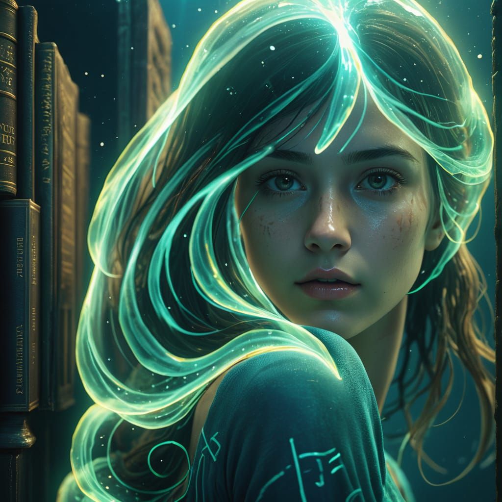 Surreal Underwater Library Scene