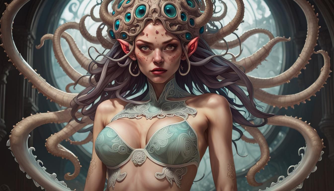 Surreal Spider Kraken God Portrait in Digital Art Style