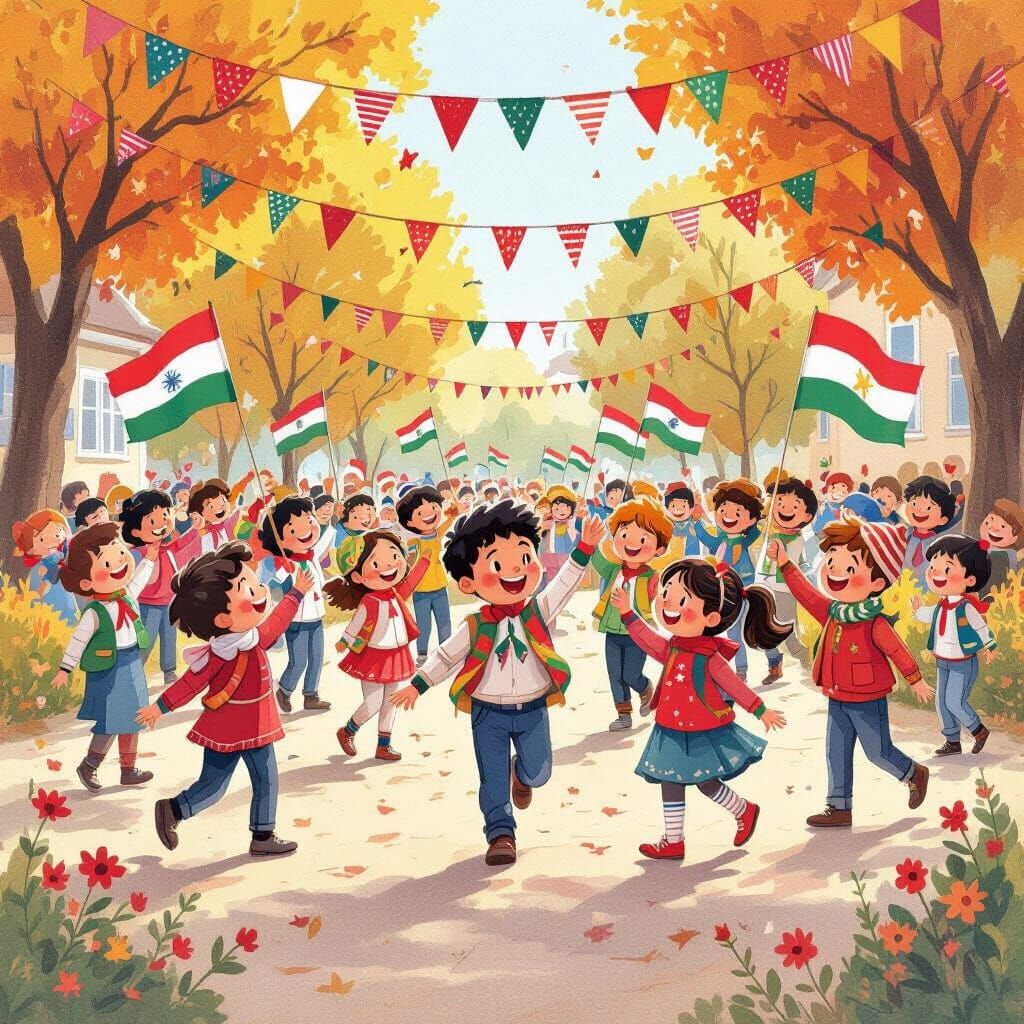 Republic Day Celebration in Schoolyard