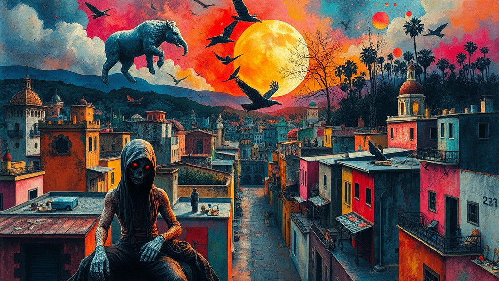 Surreal Mexican Cityscape in Hyperrealistic Style