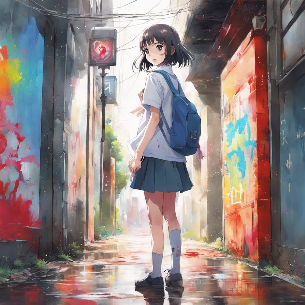 Bloody Ghost Girl in Anime Key Visual Style