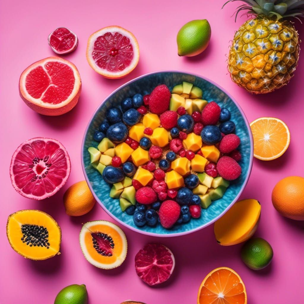 Overhead View of Tropical Fruit Bowl