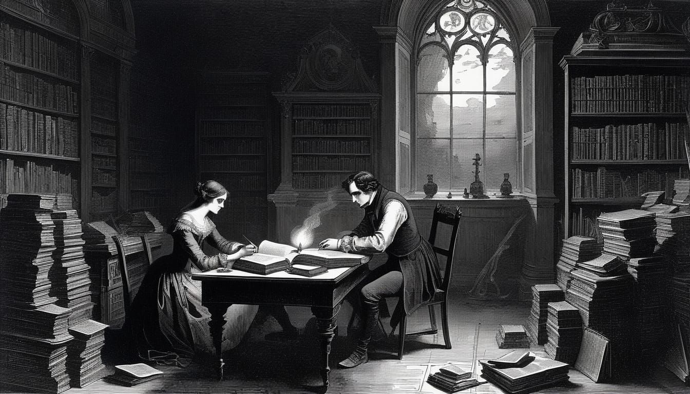 Mary Shelley and Lord Byron Plotting a Ghost Story