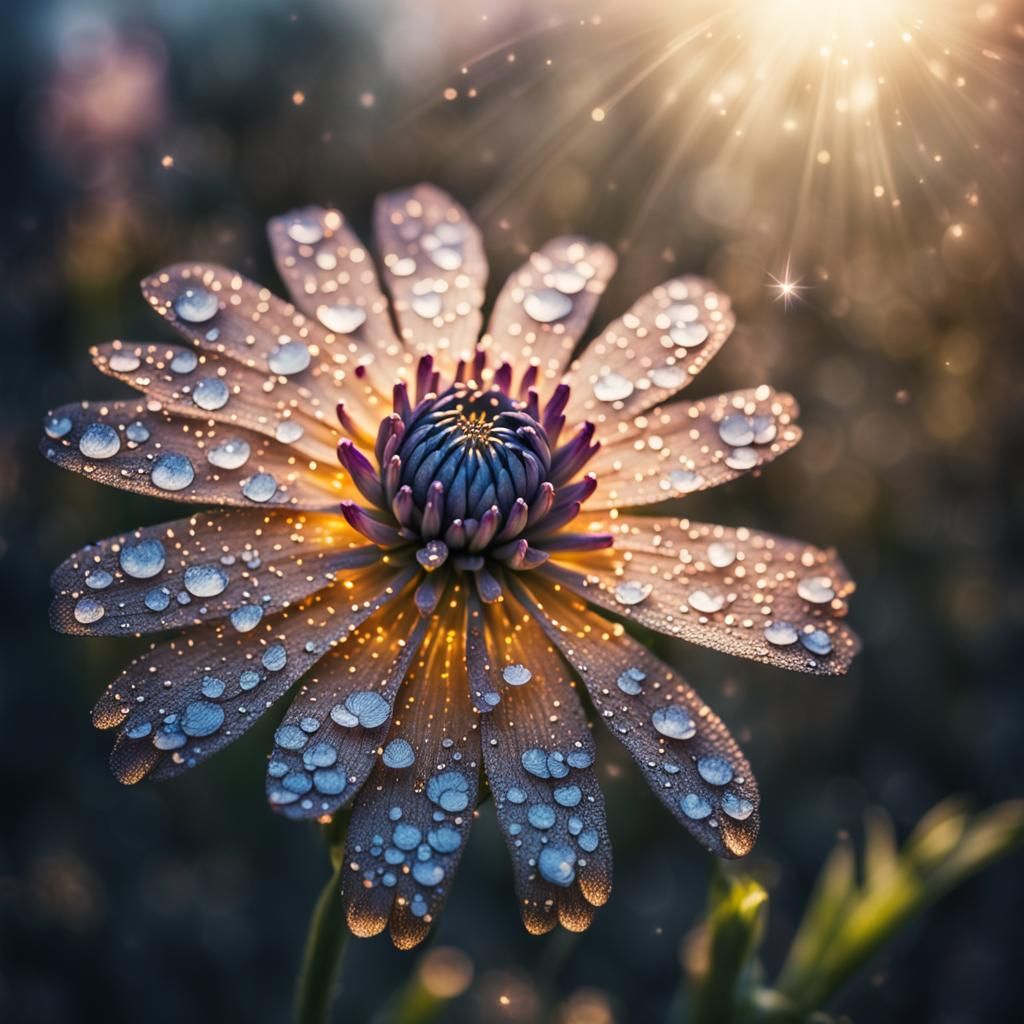 Hyperrealistic Flower with Dreamy Sparkly Lighting