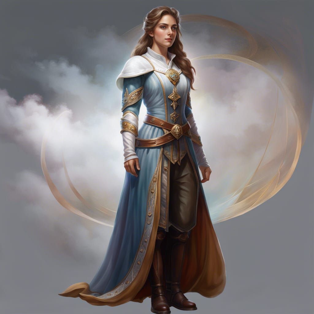 Ethereal Cleric Character in Thomas Kinkade Style
