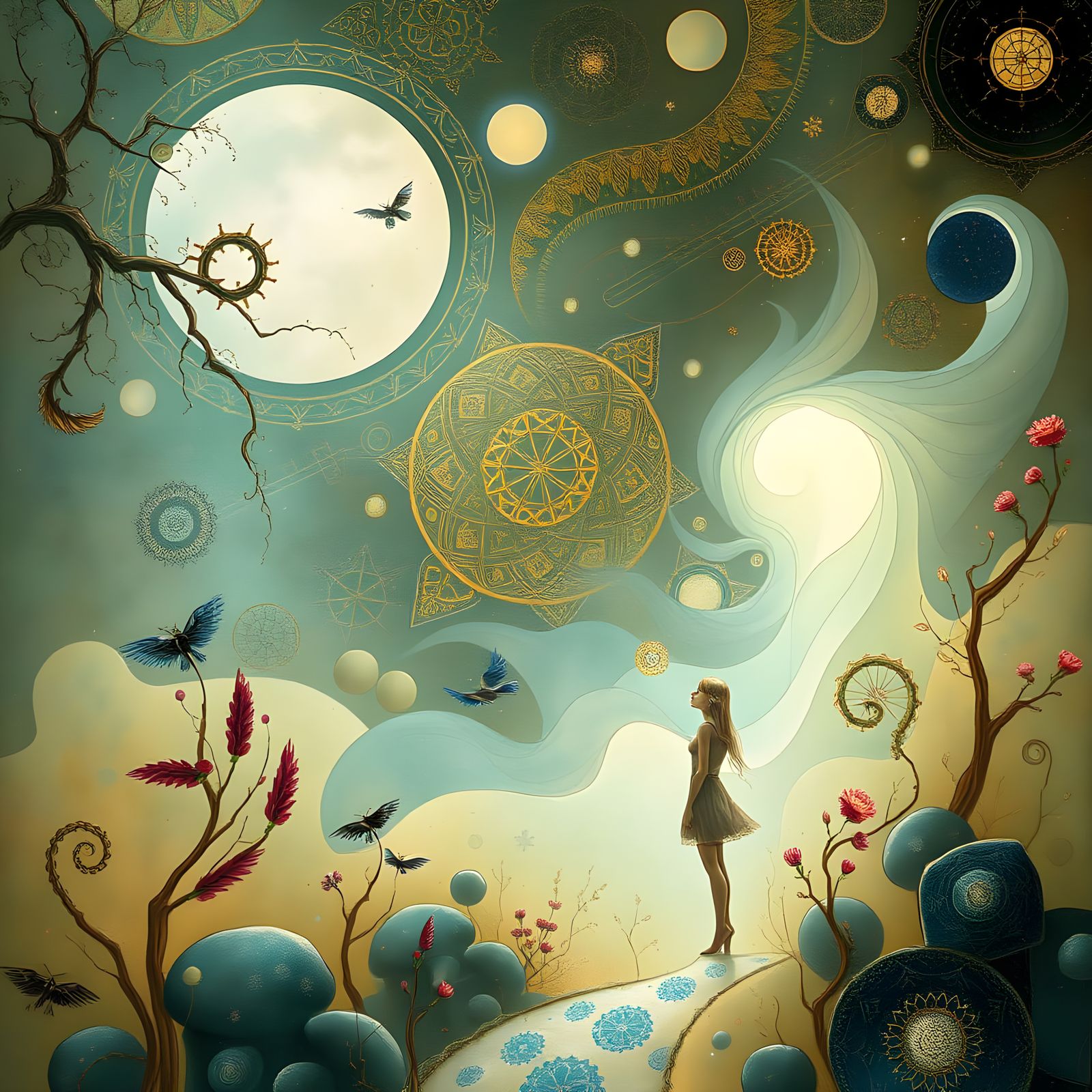 Ethereal Dreamscapes in Vibrant, Whimsical Style