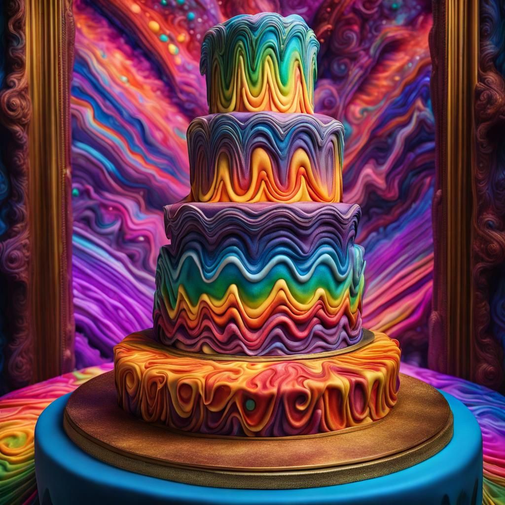 Psychadelic Rainbow Wedding Cake