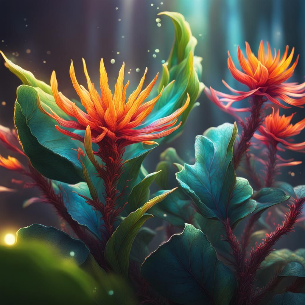 Hyperrealistic Magical Plants in Splash Art Style