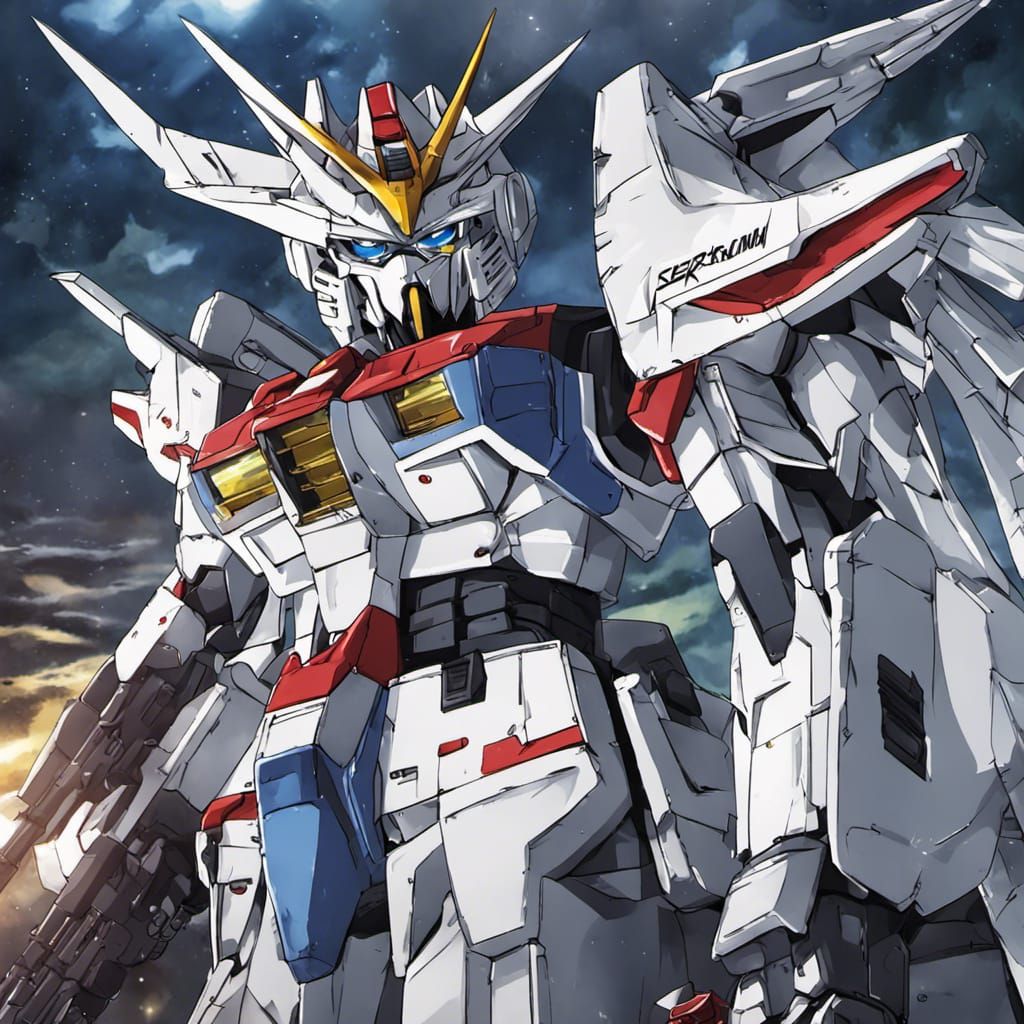 Anime Style Gundam Robot Illustration