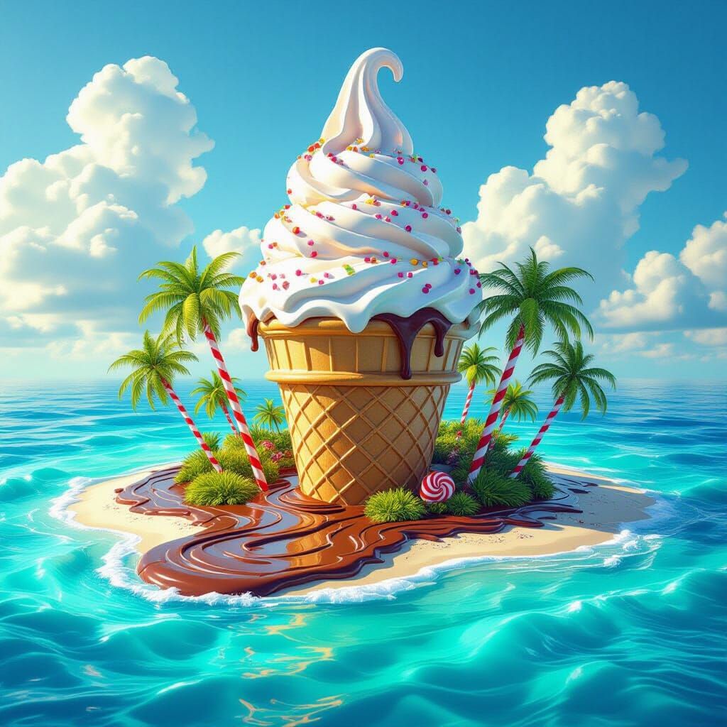 Ice Cream Cone Island with Candy Cane Trees