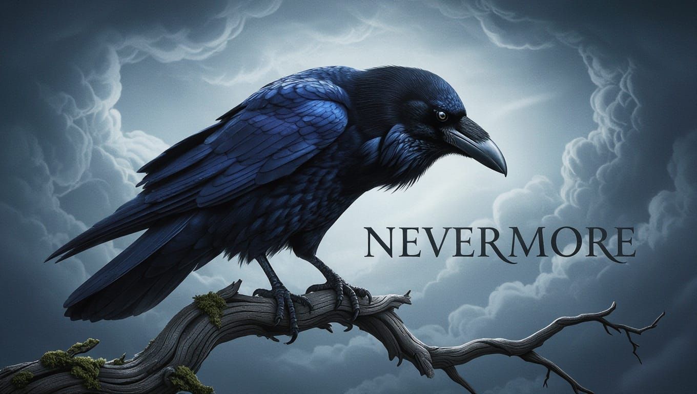 Raven in Stormy Sky with Vintage Aesthetic