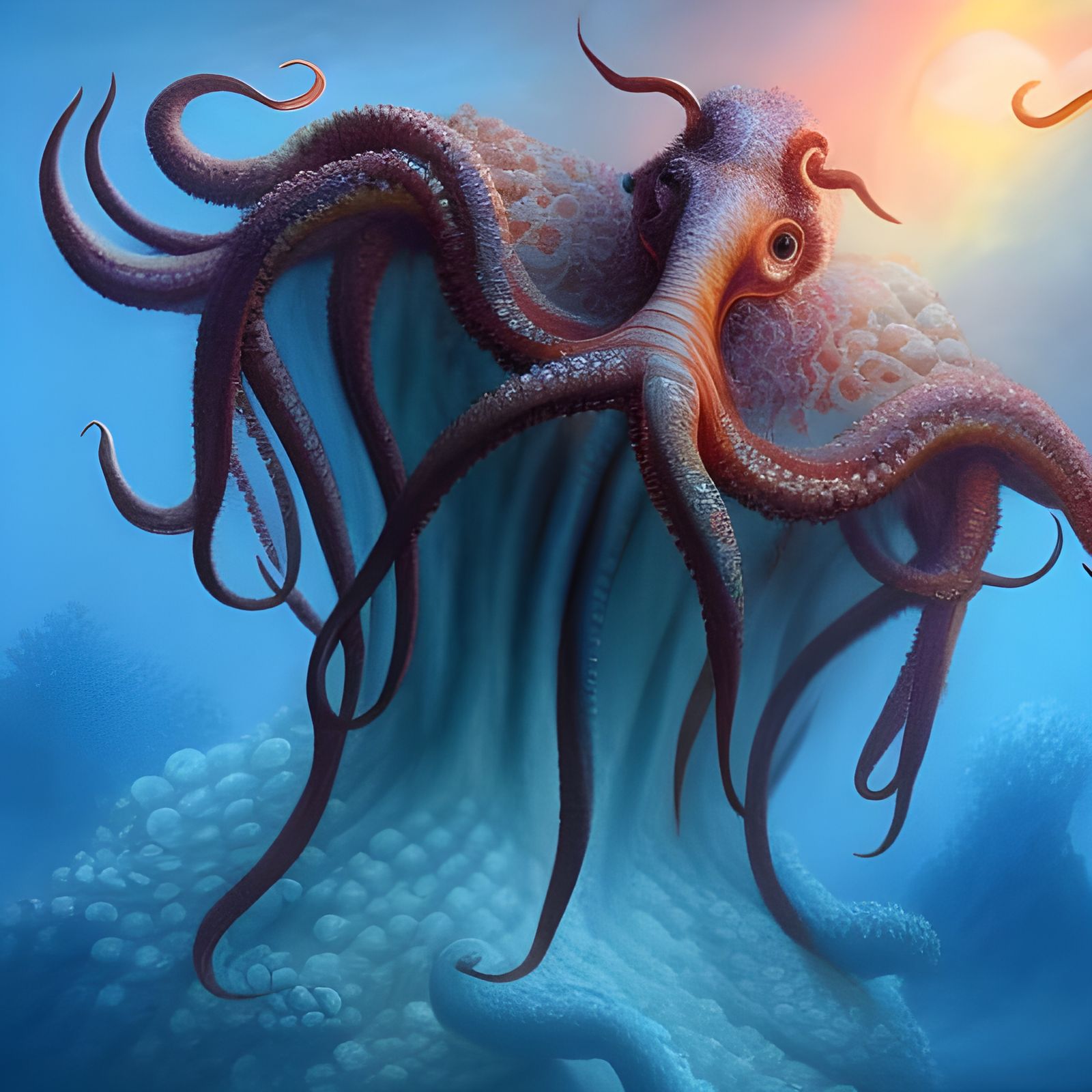 Underwater Cthulhu on Coral Reef in 4K