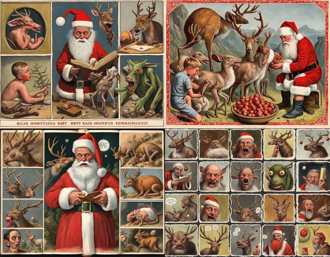Surreal Steampunk Santa's Horrific Reindeer Sacrifice