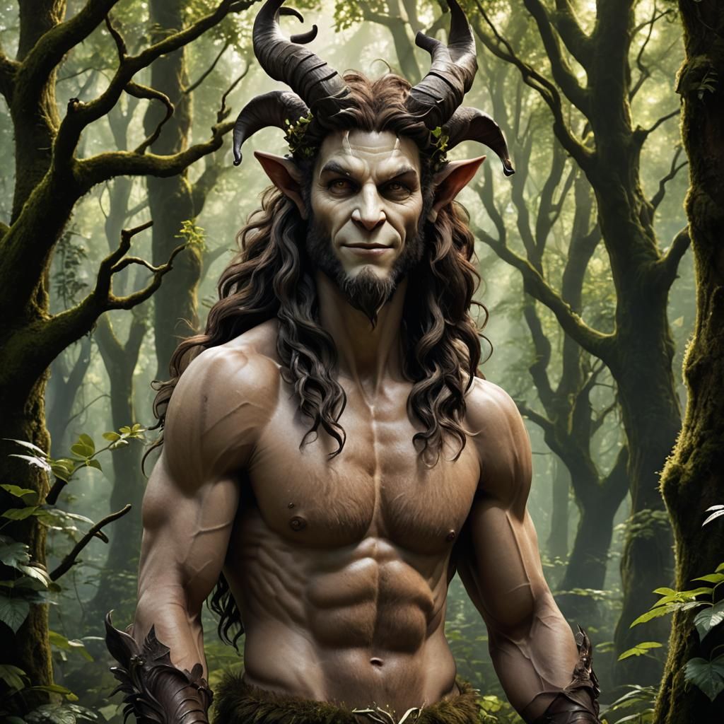 Hyper-Realistic Satyr in Enchanted Forest