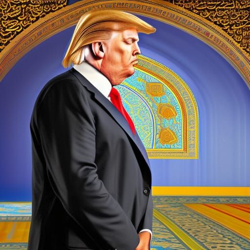 Hyperrealistic Image of Donald Trump Praying