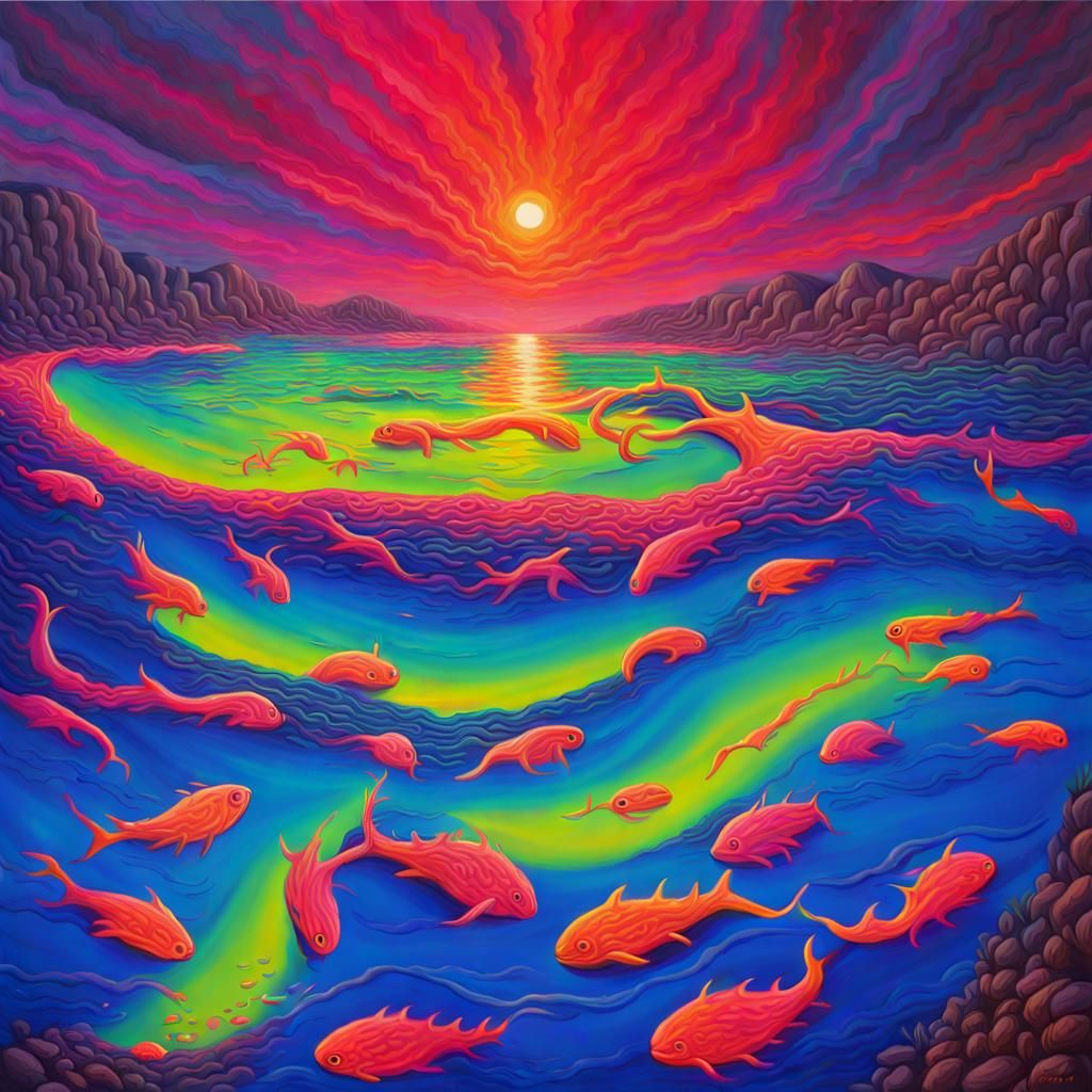 Neon Ocean: A Psychedelic Retrofuturist Seascape