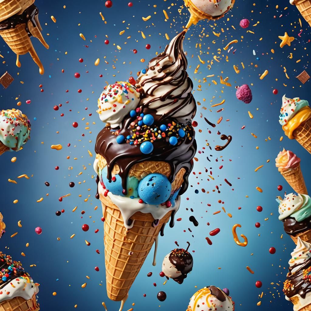 Majestic Ice Cream Cone with Sprinkles: Digital Art