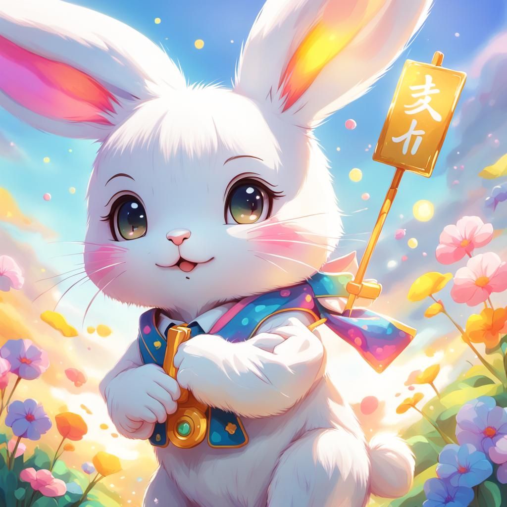 Chibi Bunny Says Hello: Anime Concept Art