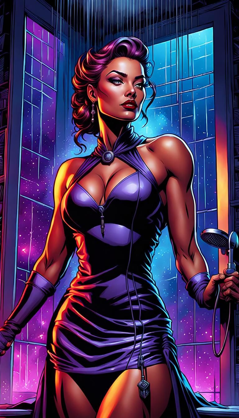 Noir Nurse Lost in Luscious Thoughts: Comic Book Art