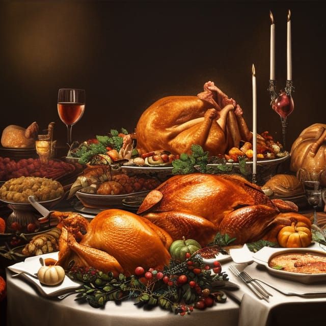 Thanksgiving Feast Masterpiece in Baroque Still Life Style