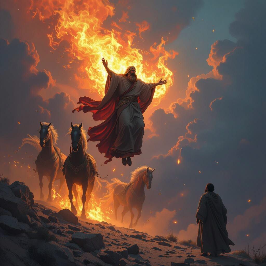 Elijah's Ascension in a Fiery Chariot, Matte Painting