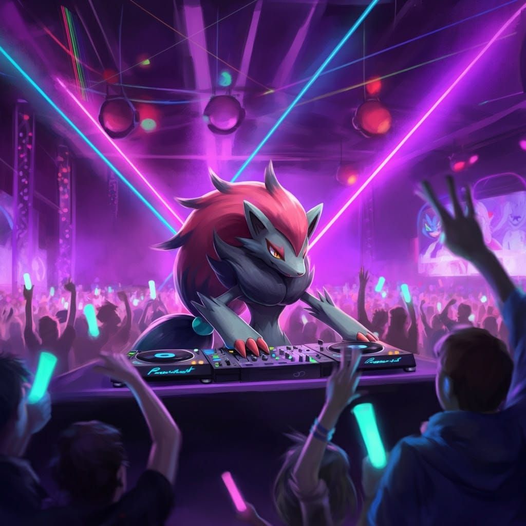 Neon DJ Zoroark Spins Tracks in a Whirlwind of Color