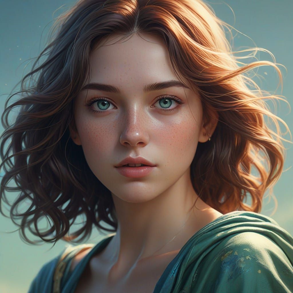 Mysterious Woman in Ethereal Aura