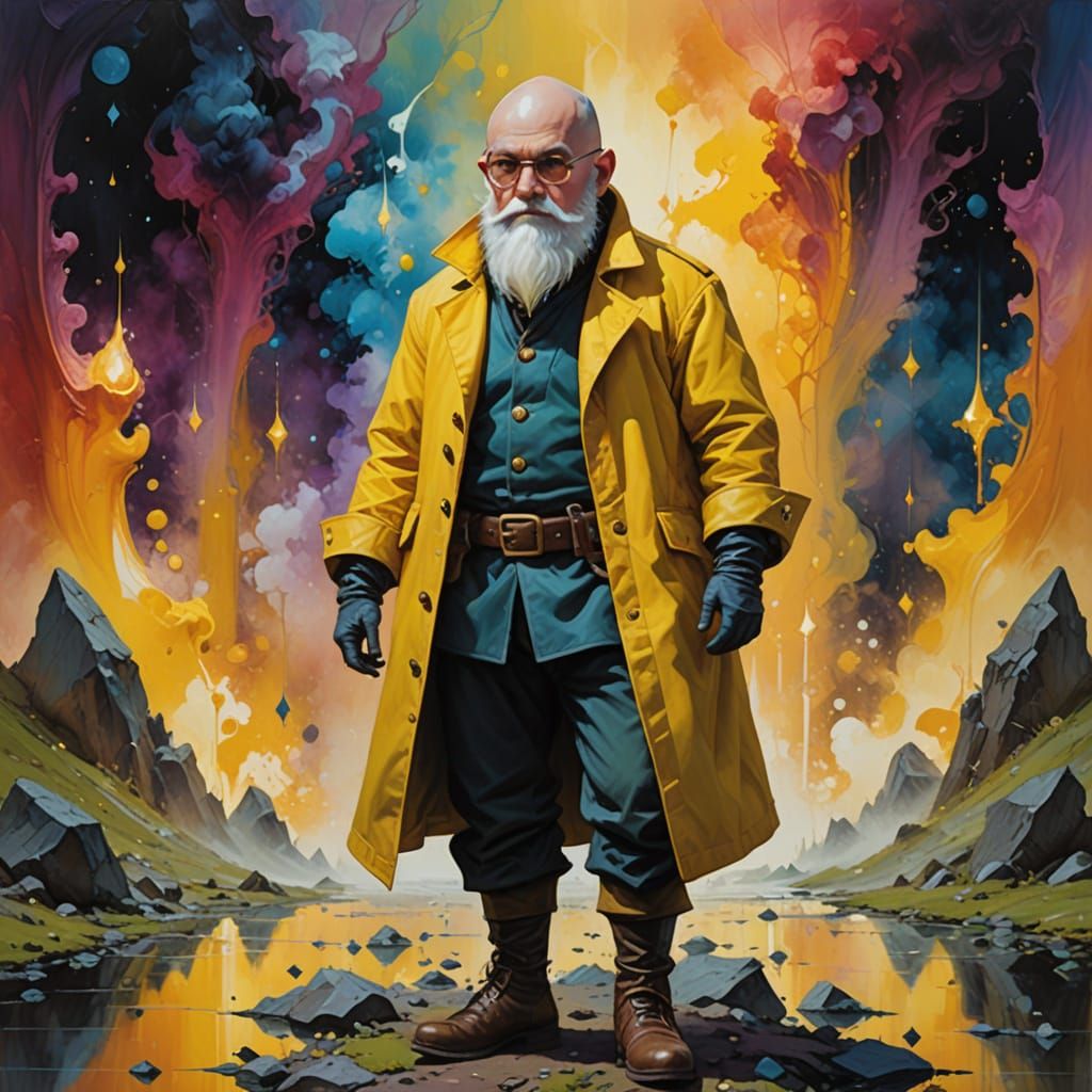 Male Gnome Warlock in Abstract Color Field Art