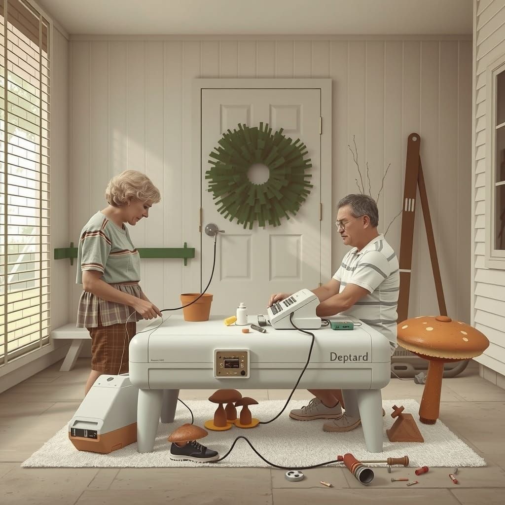 Centenarians Repairing Computer, Vintage Black and White