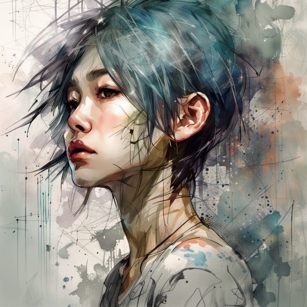 Tomboy Korean Girl with Tattoos in Chic Style