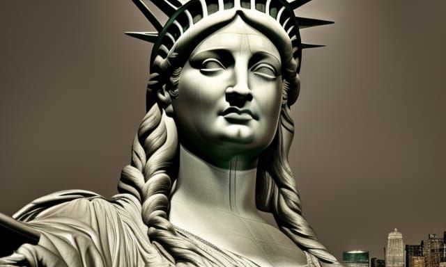 Statue of Liberty as Mona Lisa in Renaissance Style