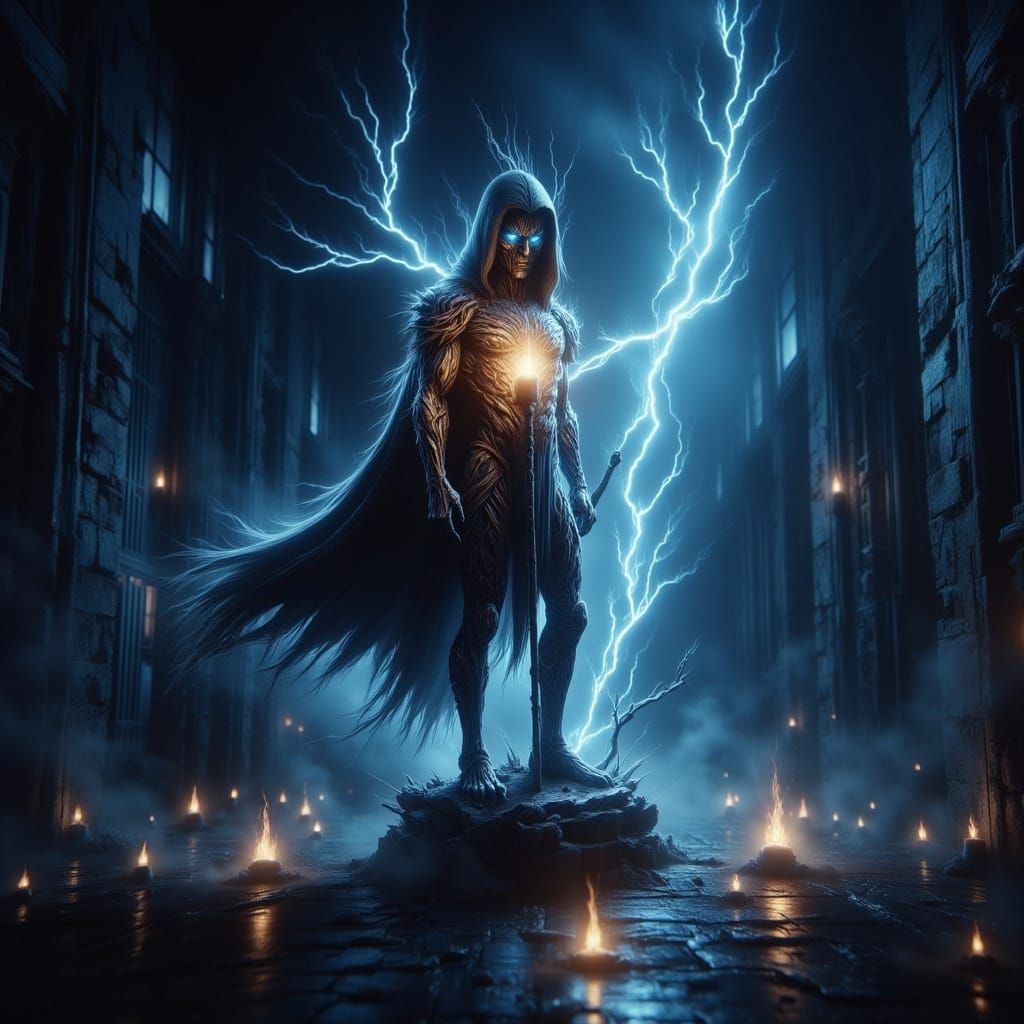 Fantasy Sorcerer Figurine Table Lamp in Unreal Engine