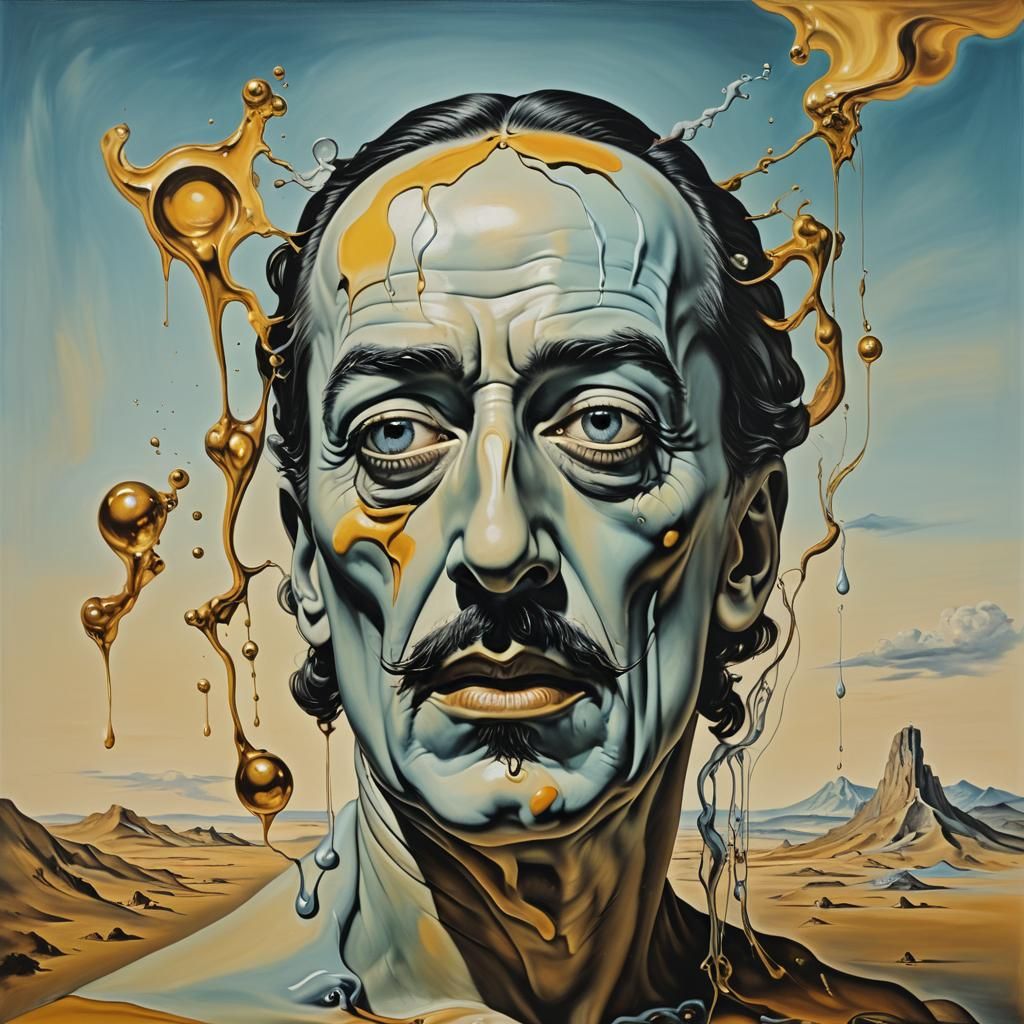 Surreal Melting Clock in Oil, a Dali Dreamscape
