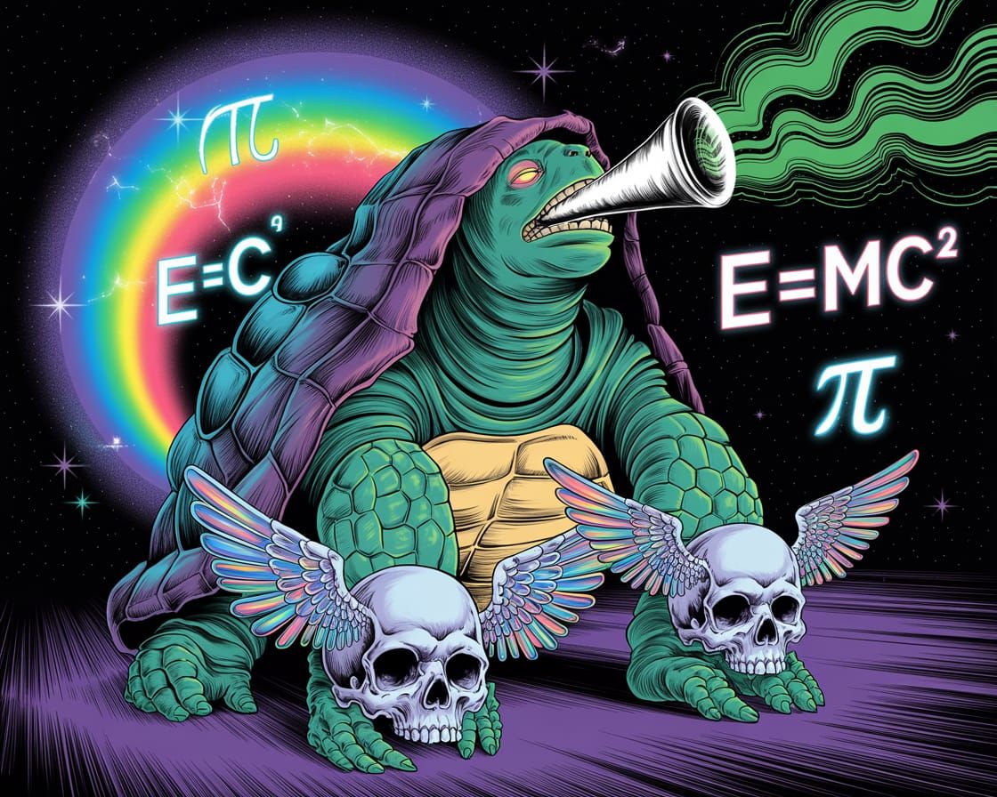 Cosmic Turtle in Cyberpunk Cathedral Style