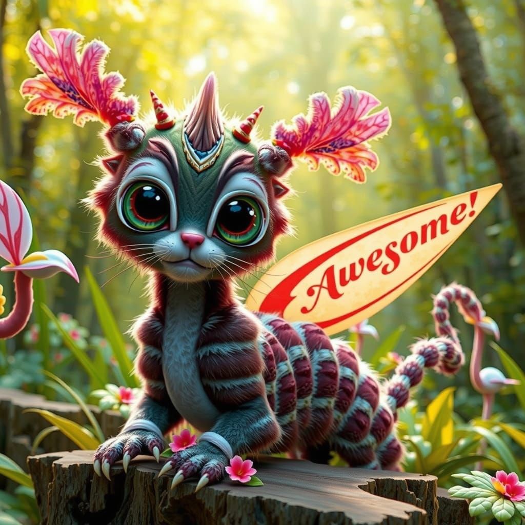 Fuzzy Cat-Caterpillar Hybrid in Enchanting Botanical Garden ...