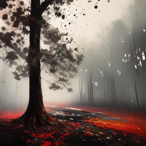 Autumn Tree in Textured Speedpaint Style