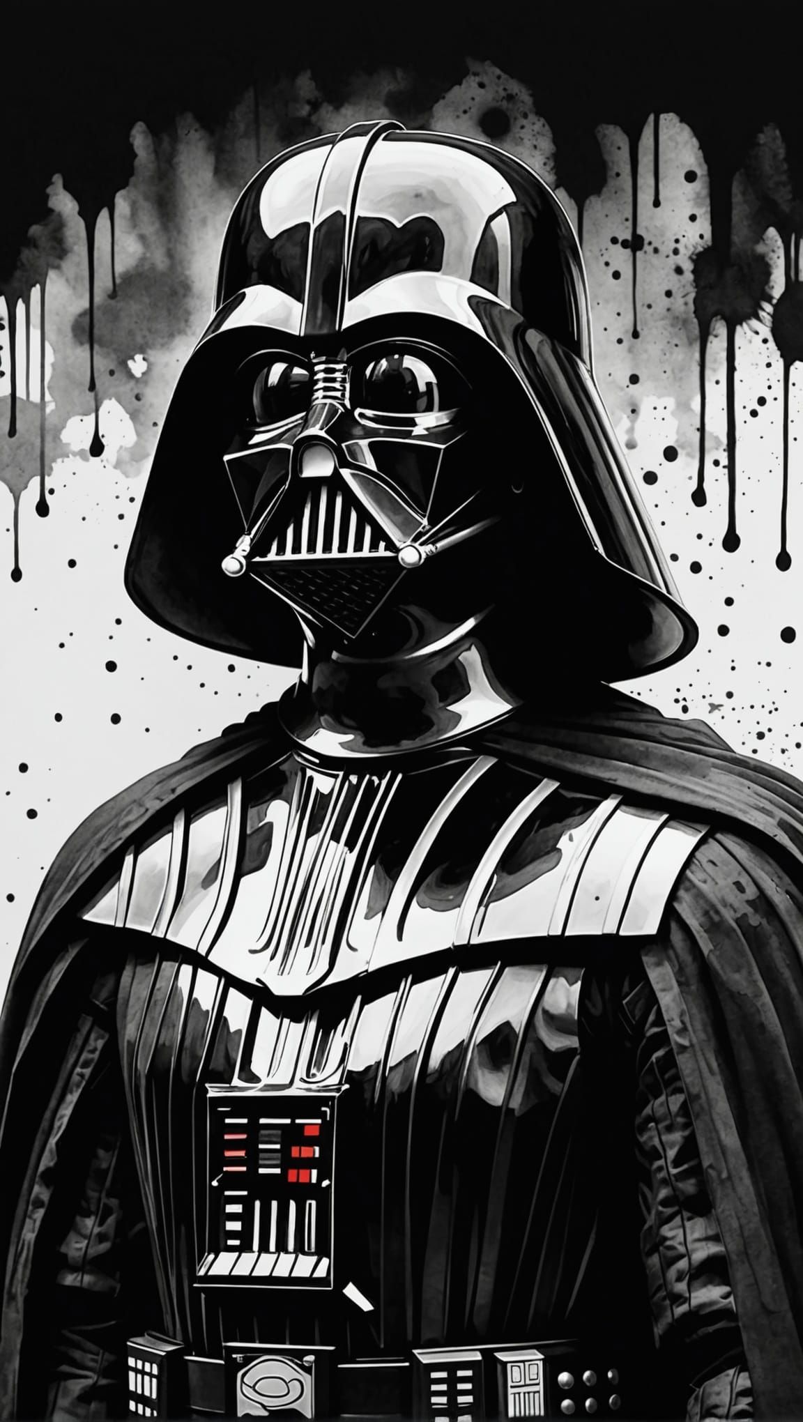 Darth Vader Portrait in Sumi-e Ink Style