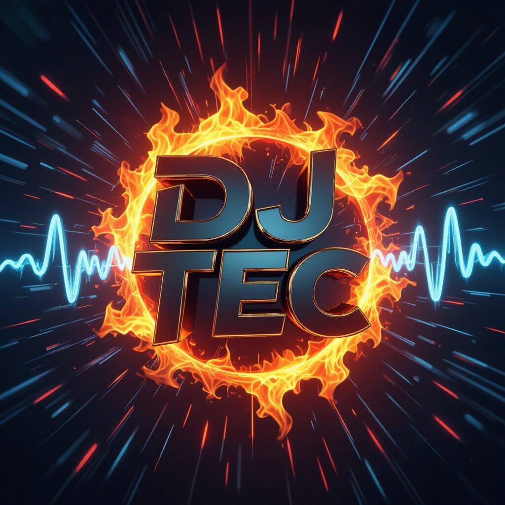 Dj Tec 3D Logo with Fire and Sound Waves