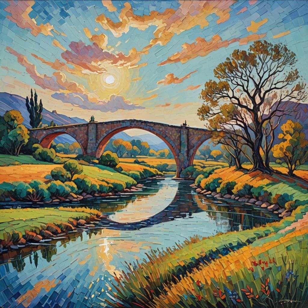 Archer's River: Expressionist Oil Painting on Bare Plain