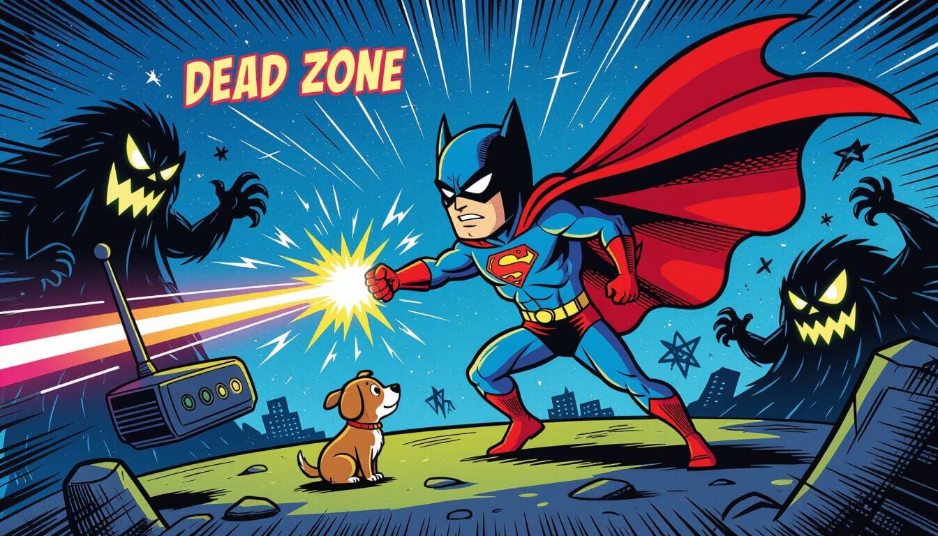 Wi-Fi Router Superhero Battling Dead Zones in Comic Style