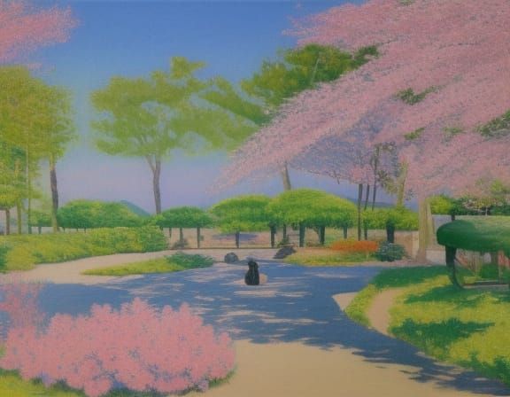 Sakura Garden as Impressionist Painting