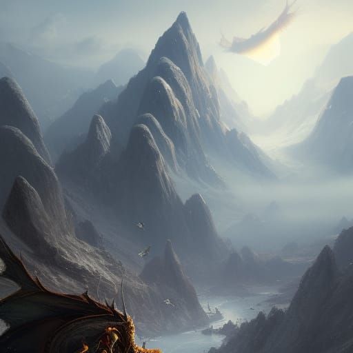 Beautiful misty mountain landscape