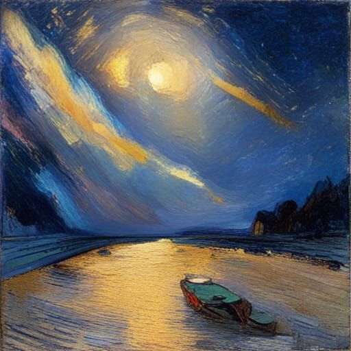 Meteor Shower in Romantic Impressionist Style