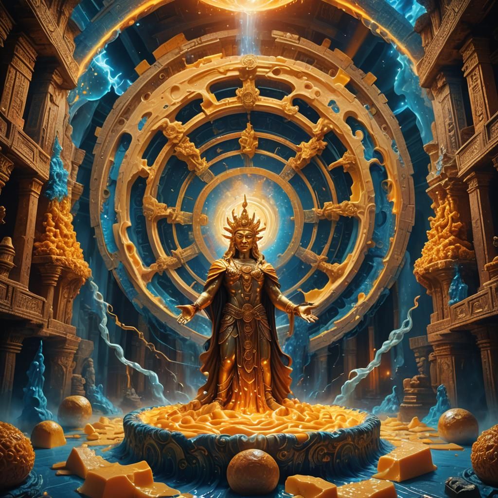 Majestic Cheese Deity Rising From Melted Vortex