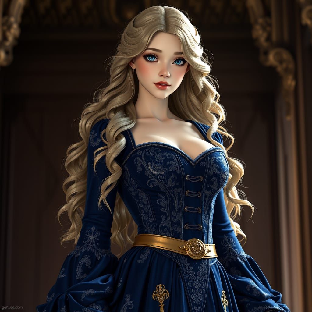 Statuesque Woman in Regal Medieval Attire