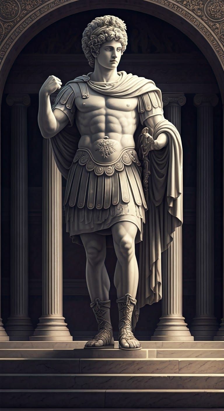 Epic Roman Warrior in Ancient Temple Setting